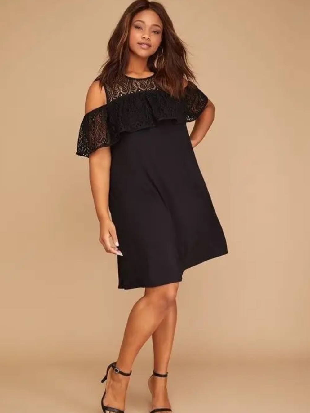 Lane Bryant black cold shoulder dress